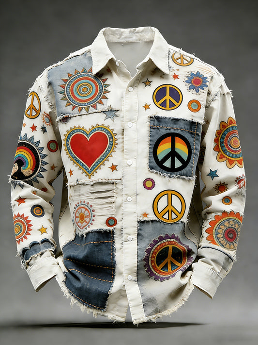 Retro Hippie-Style Printed Art Shirt