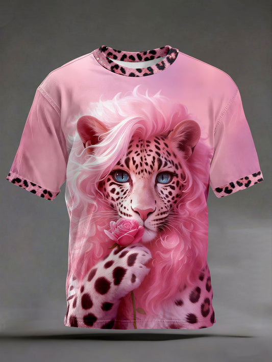 Men's Pink Leopard Print T-Shirts