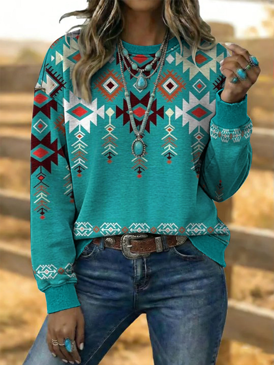 Women's Vintage Western Aztec Art Sweatshirt