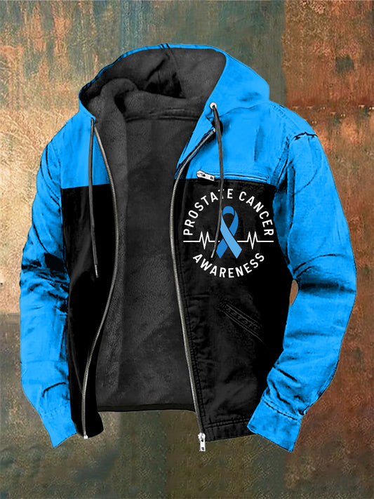 Men's Prostate Cancer Printed Long Sleeved Hooded Jacket