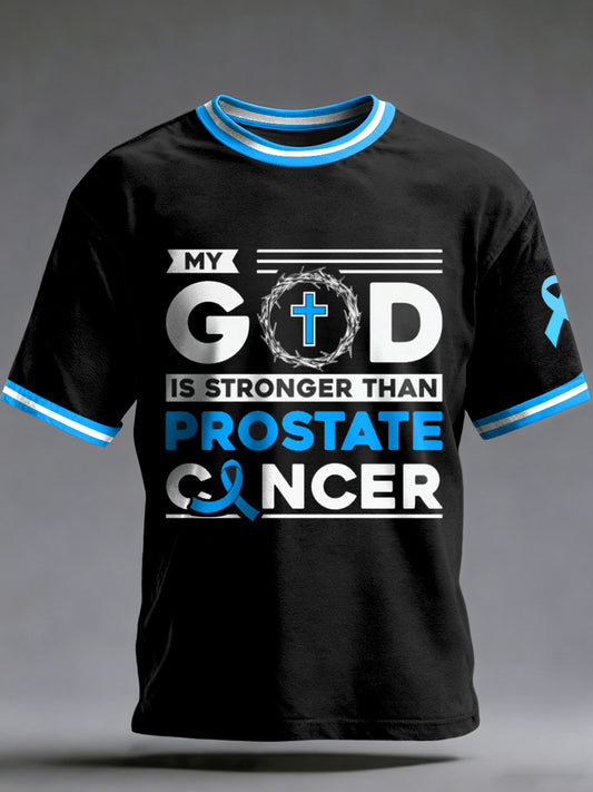 Men's Prostate Cancer Printed Vintage Fashion Loose Short Sleeve T-Shirt