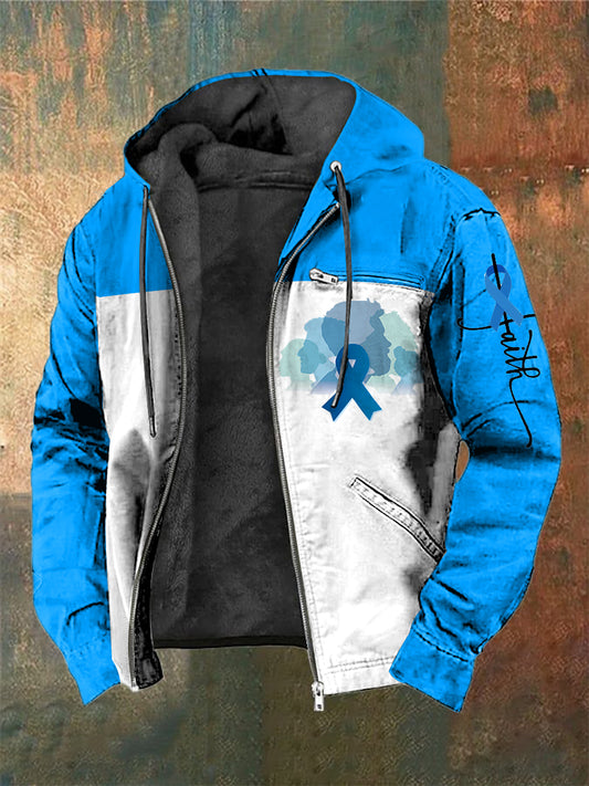 Men's Prostate Cancer Printed Long Sleeved Hooded Jacket