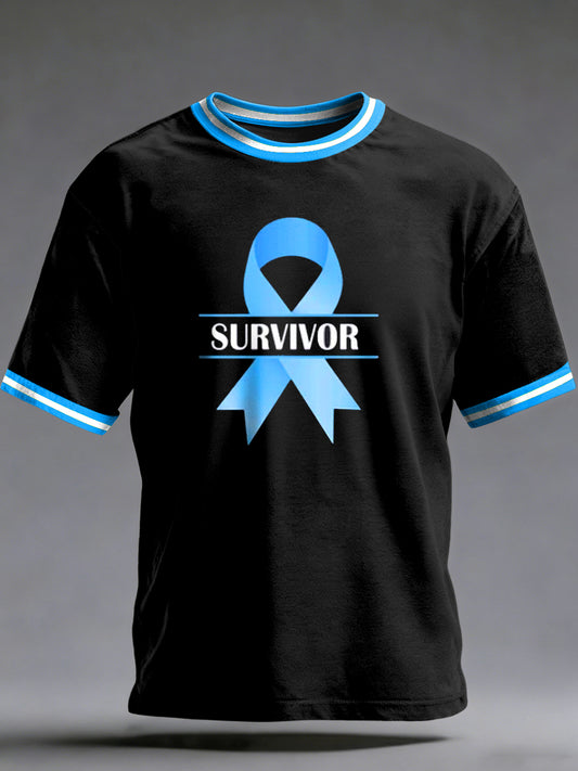 Men's Prostate Cancer Printed Vintage Fashion Loose Short Sleeve T-Shirt