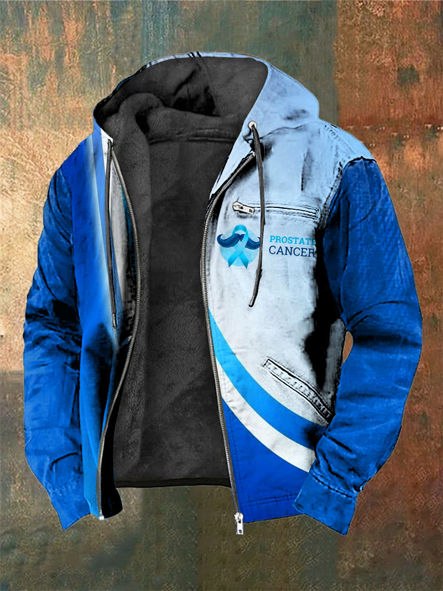 Men's Prostate Cancer Printed Long Sleeved Hooded Jacket