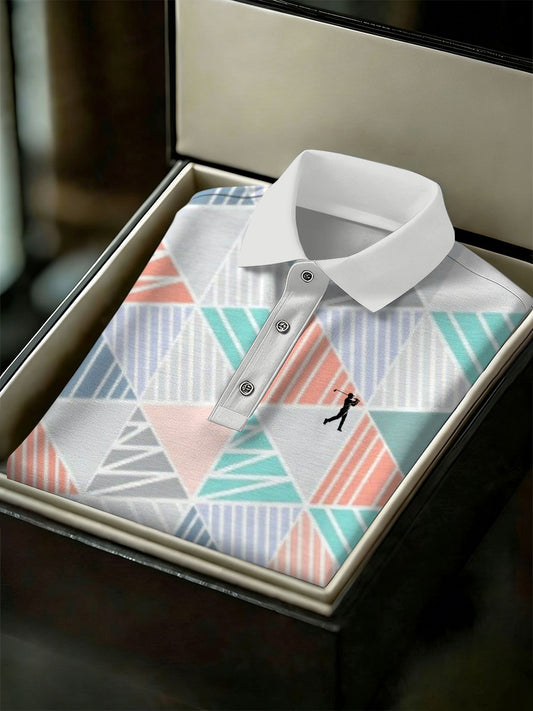 Men's Vintage Business Style Printed Casual Polo Shirt