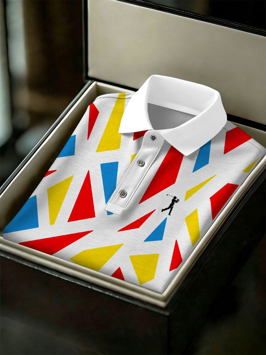 Men's Vintage Business Style Printed Casual Polo Shirt