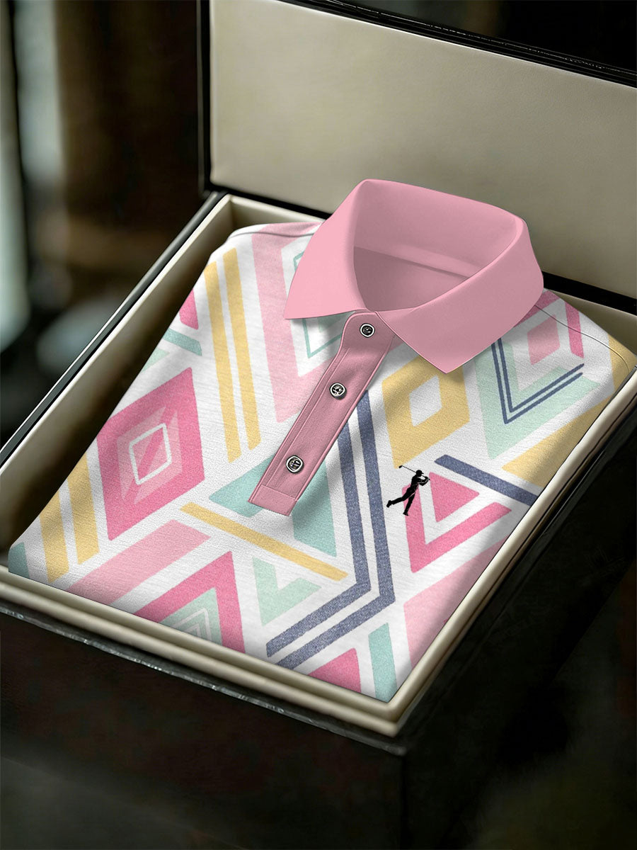 Men's Vintage Business Style Printed Casual Polo Shirt