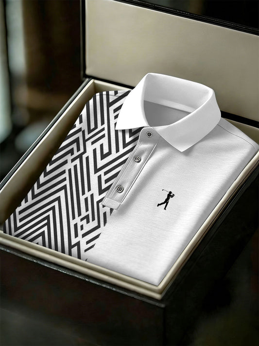 Men's Vintage Business Style Printed Casual Polo Shirt