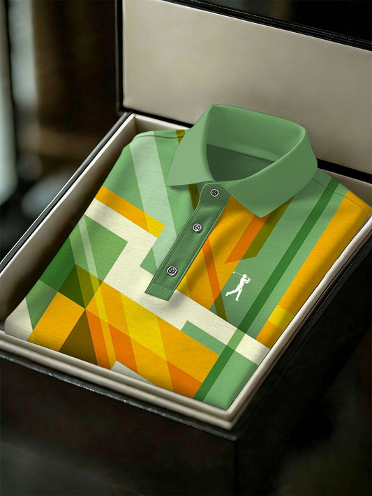 Men's Vintage Business Style Printed Casual Polo Shirt