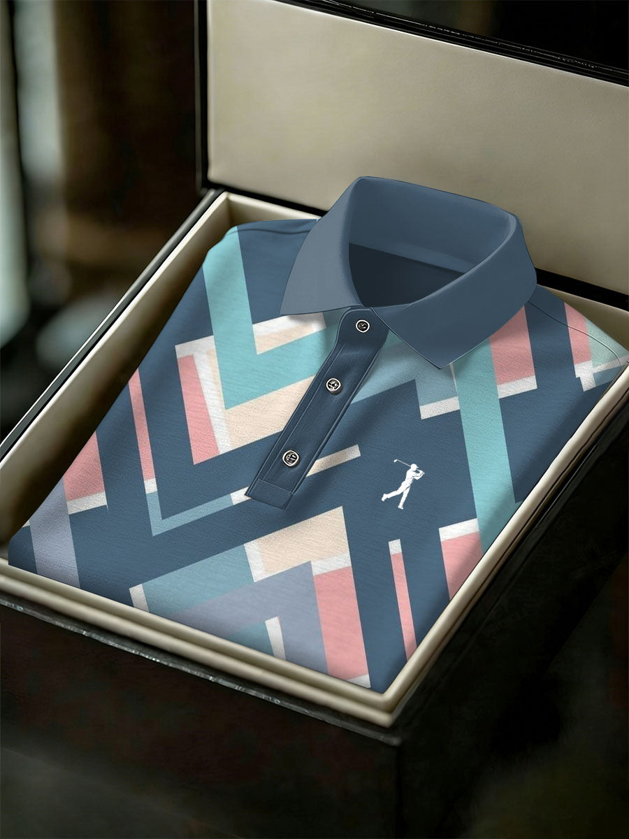 Men's Vintage Business Style Printed Casual Polo Shirt