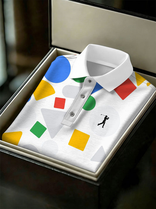 Men's Vintage Business Style Printed Casual Polo Shirt