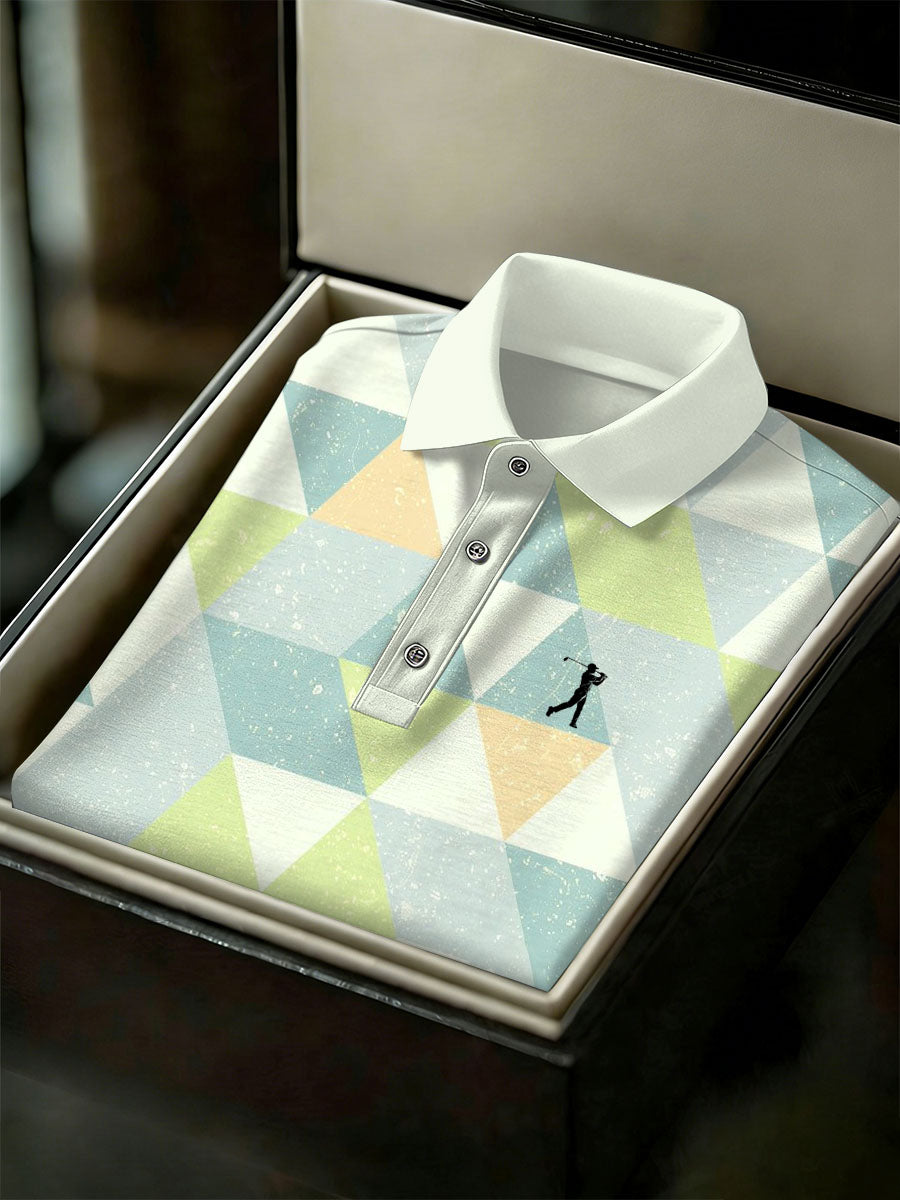 Men's Vintage Business Style Printed Casual Polo Shirt