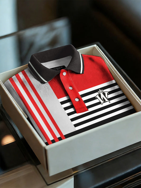 Men's Business Style Polo Collar Casual Short Sleeved Shirt