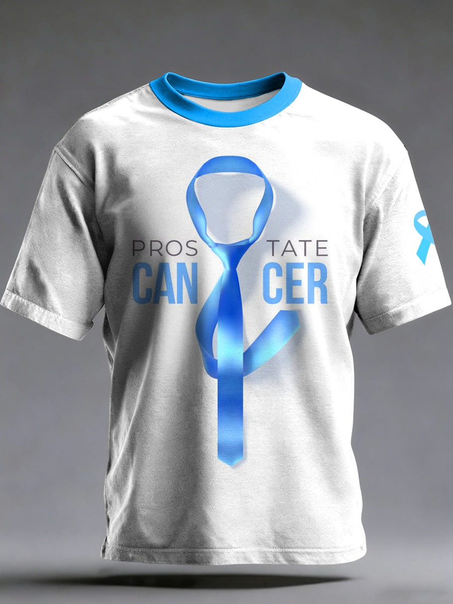 Men's Prostate Cancer Printed Vintage Fashion Loose Short Sleeve T-Shirt
