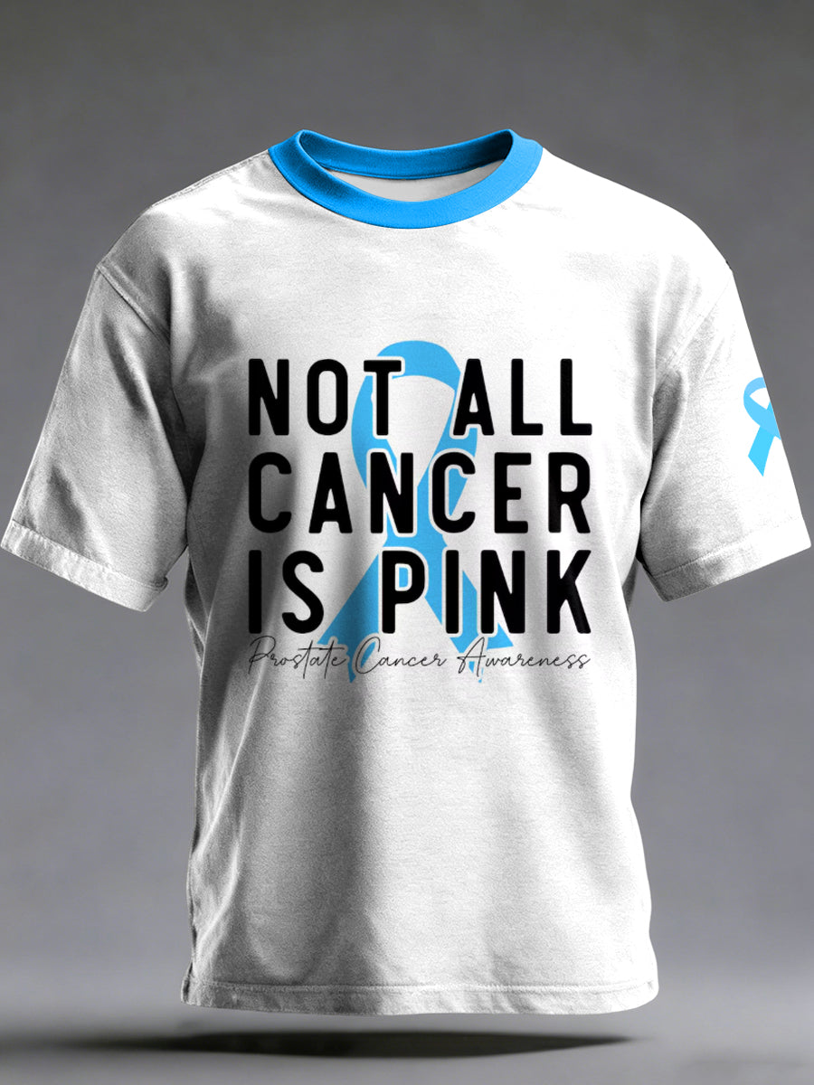 Men's Prostate Cancer Printed Vintage Fashion Loose Short Sleeve T-Shirt