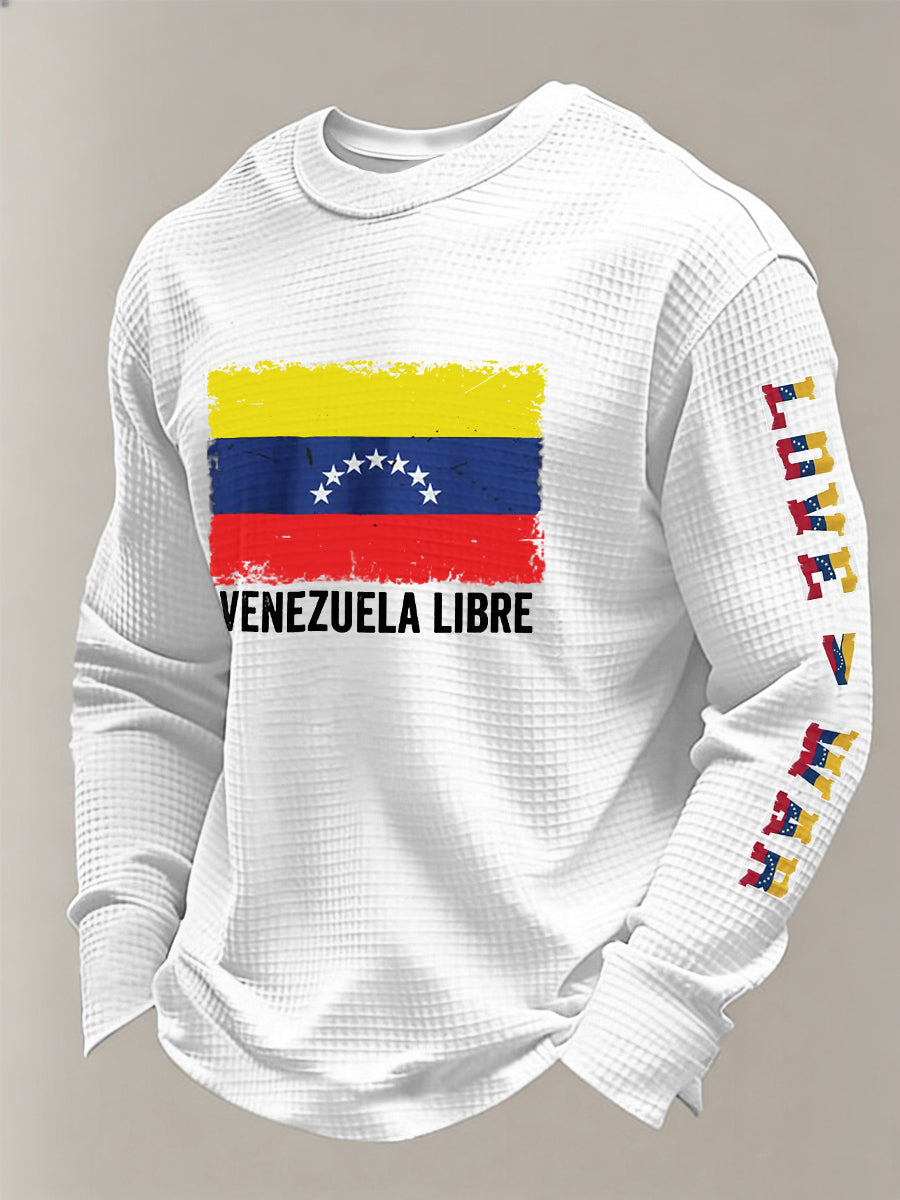 Men's Venezuela Libre  Printed Waffle Sweatshirt