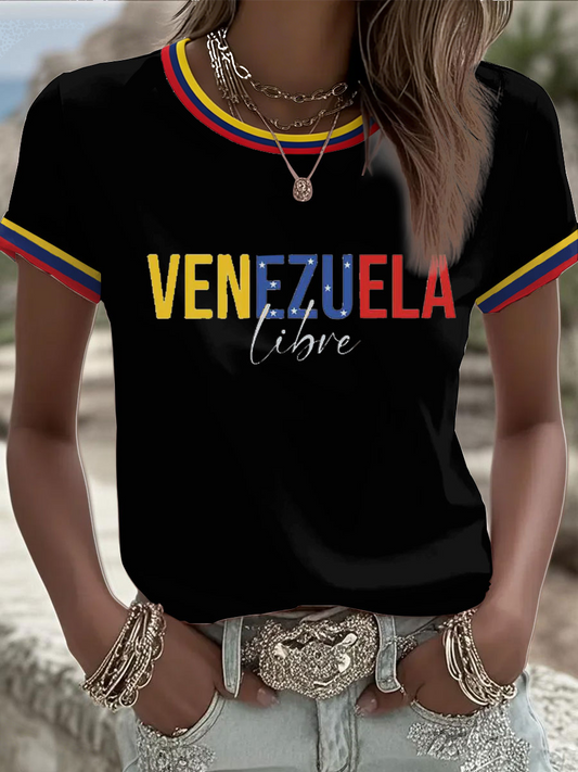 Women's Venezuela Libre Print short-sleeved T-shirt