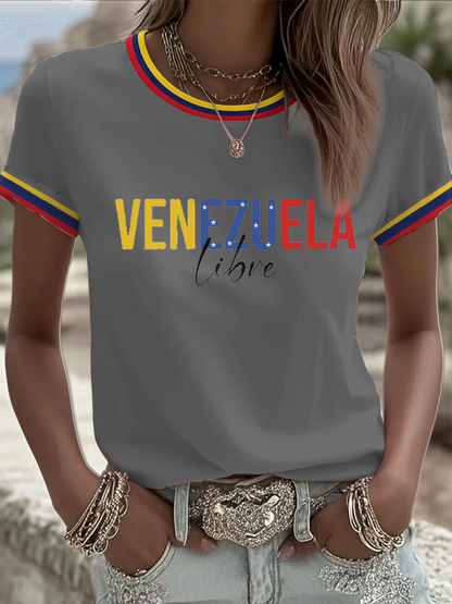 Women's Venezuela Libre Print short-sleeved T-shirt