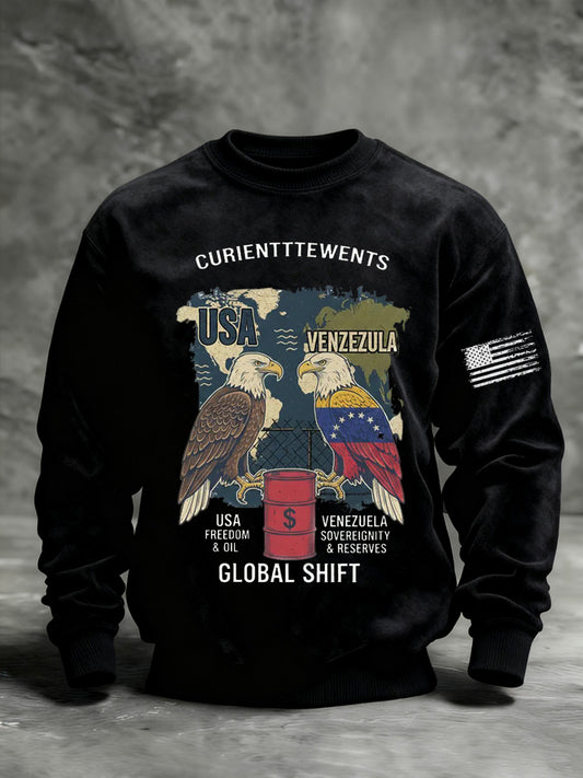 Men's Curientttewents USA Venezuela Global Shift Printed Sweatshirt