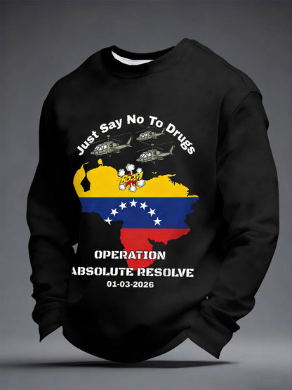 Men's Operation Absolute Resolve Venezuela 2026 Print Sweatshirt