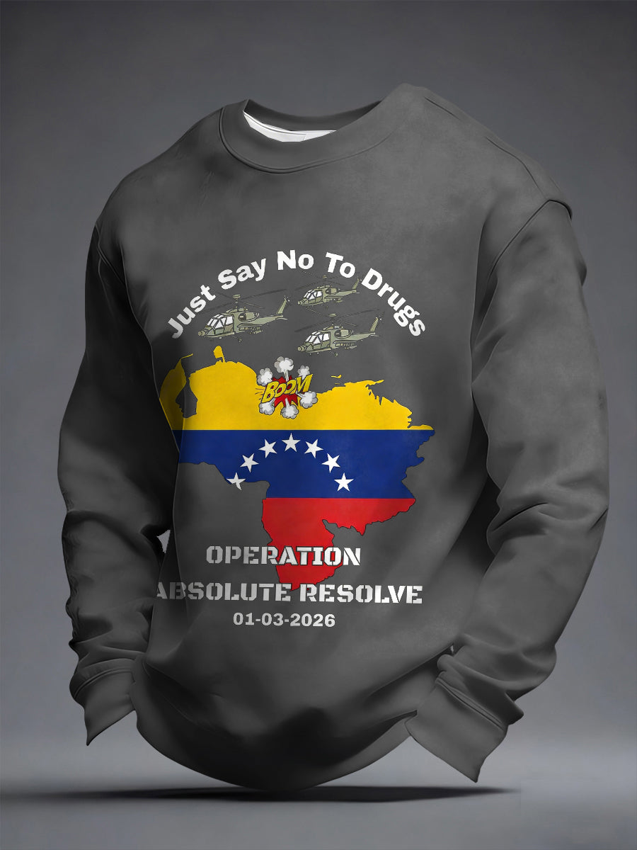 Men's Operation Absolute Resolve Venezuela 2026 Print Sweatshirt