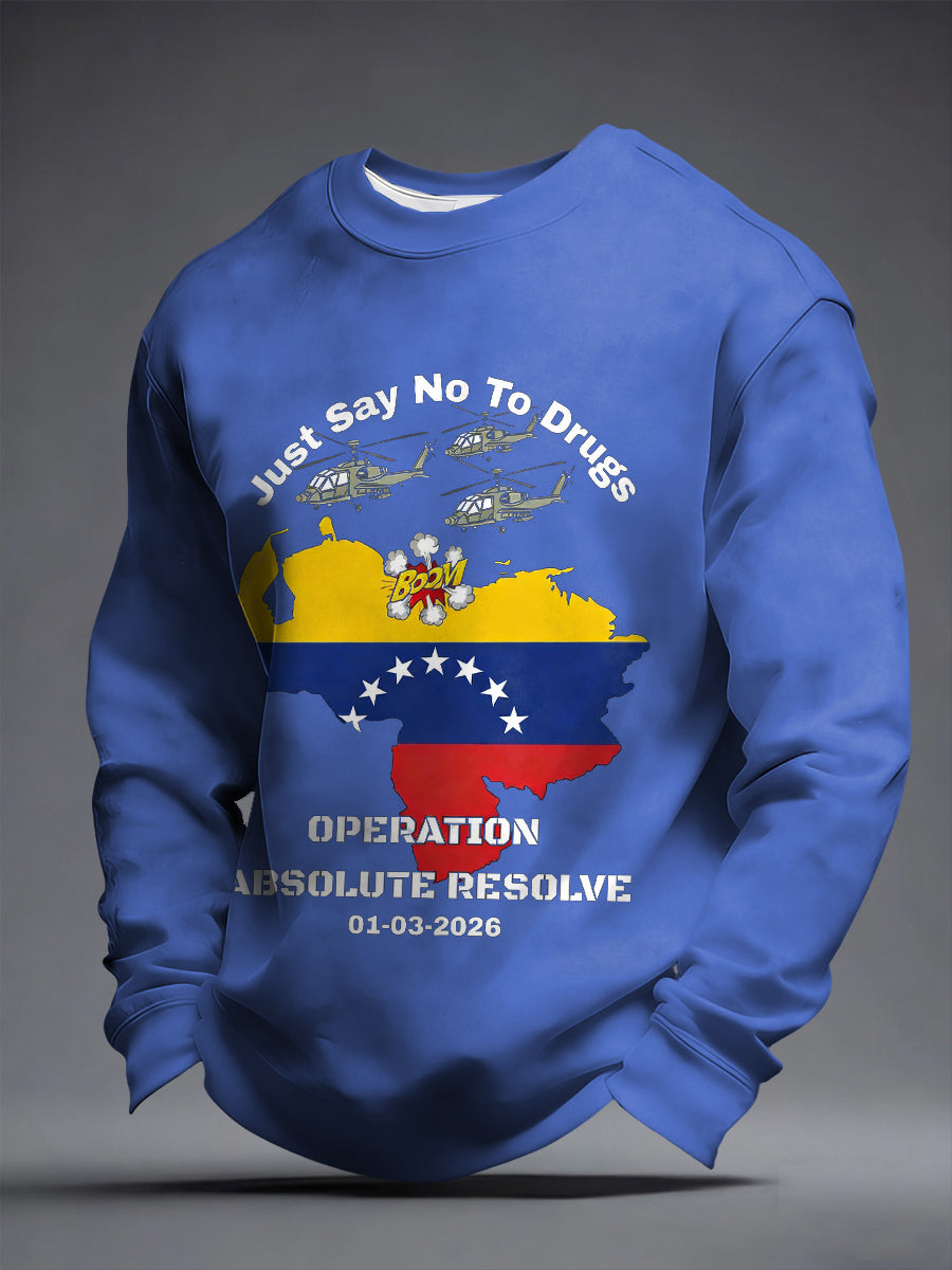 Men's Operation Absolute Resolve Venezuela 2026 Print Sweatshirt