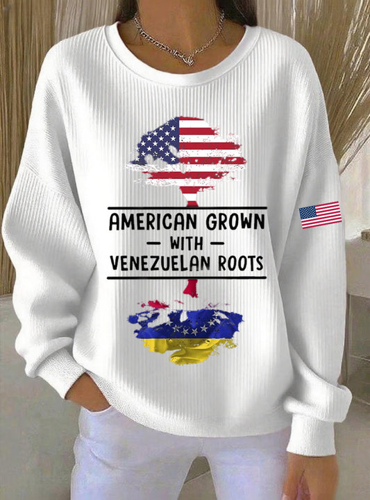 Women's American Grown With Venezuelan Roots Printed Sweatshirt