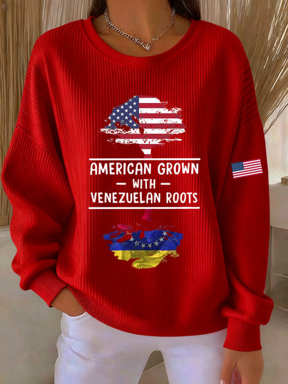 Women's American Grown With Venezuelan Roots Printed Sweatshirt