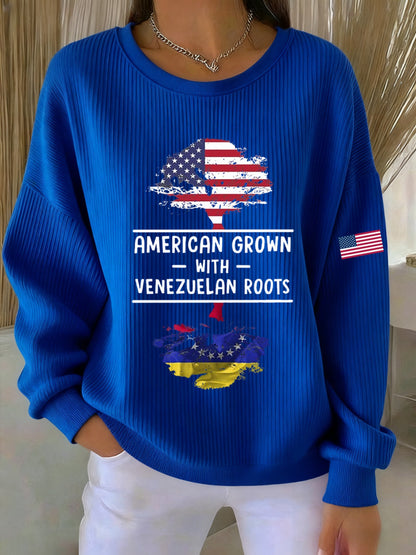 Women's American Grown With Venezuelan Roots Printed Sweatshirt