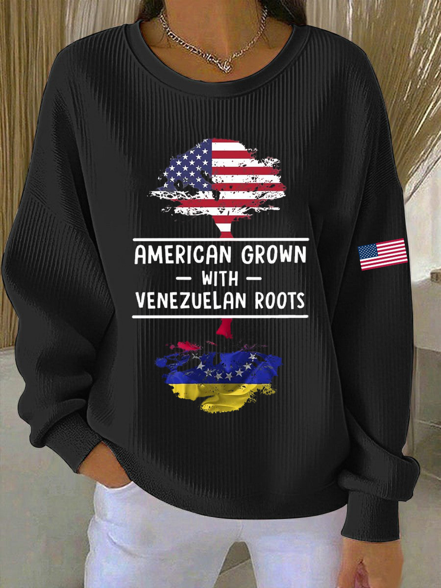 Women's American Grown With Venezuelan Roots Printed Sweatshirt