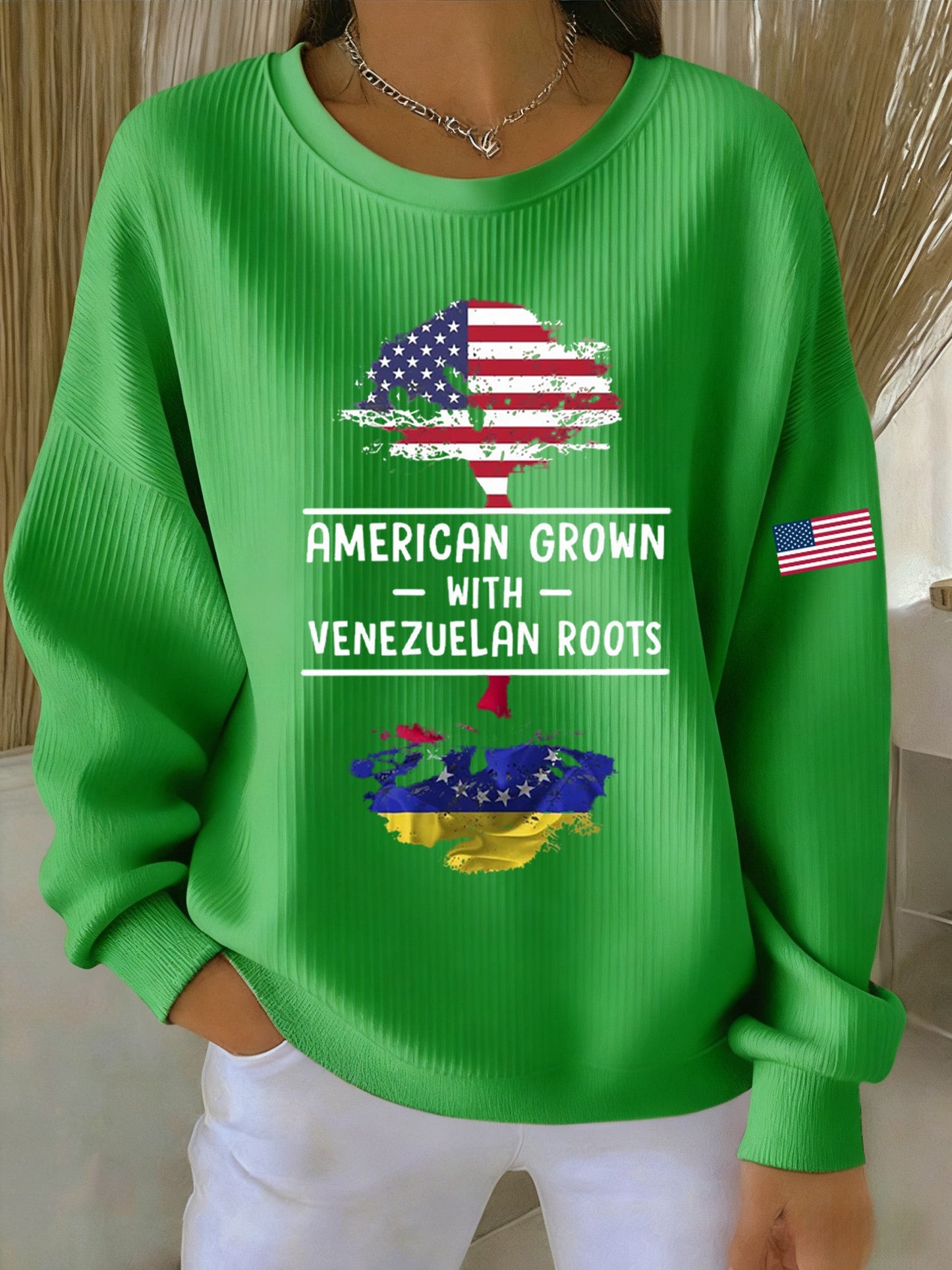 Women's American Grown With Venezuelan Roots Printed Sweatshirt