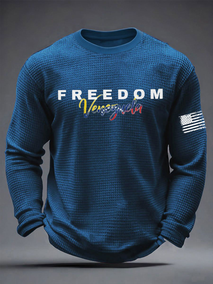 Men's Freedom Venezuela Printed Waffle Long Sleeve T-Shirt