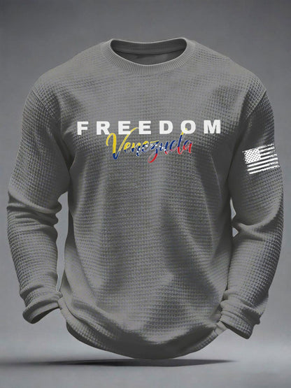 Men's Freedom Venezuela Printed Waffle Long Sleeve T-Shirt