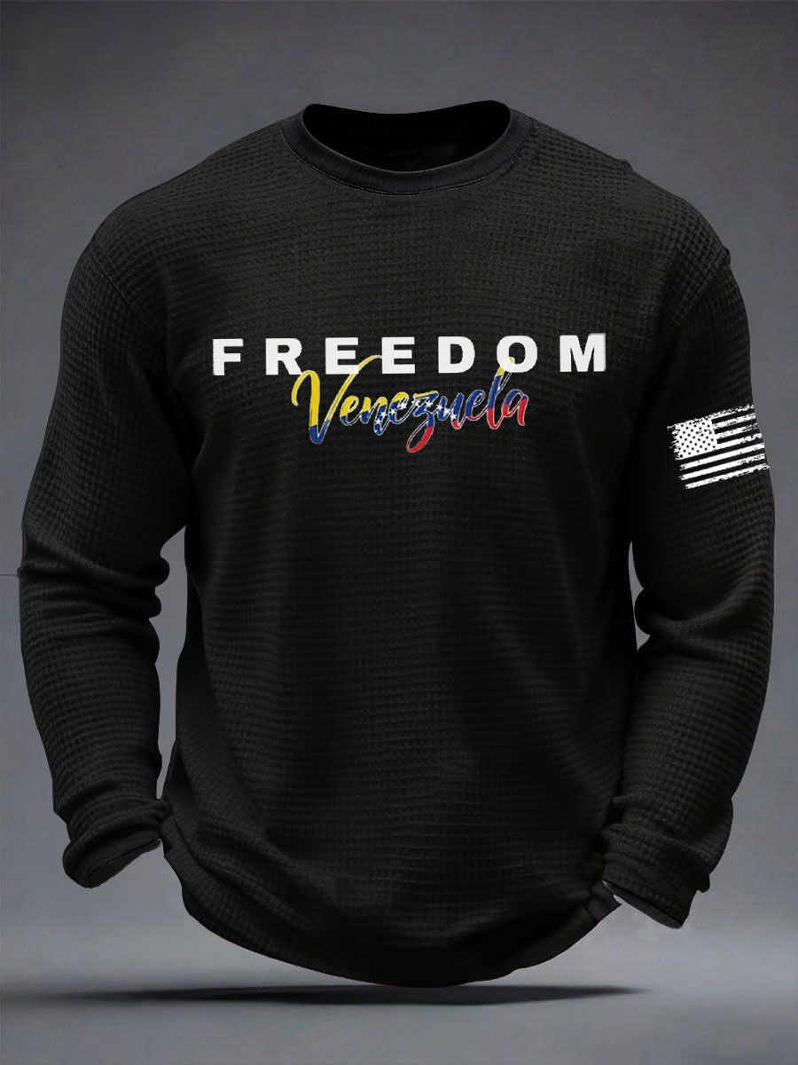Men's Freedom Venezuela Printed Waffle Long Sleeve T-Shirt