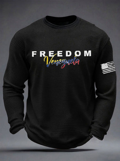 Men's Freedom Venezuela Printed Waffle Long Sleeve T-Shirt