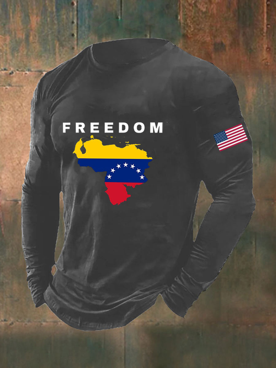 Men's Freedom Venezuela Printed Long Sleeve T-shirt