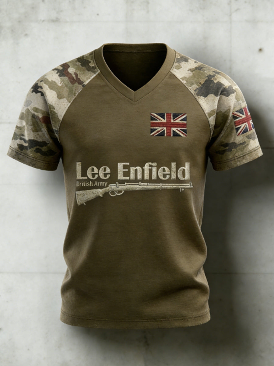 Women's Lee enfield V-neck off-shoulder short-sleeved T-shirt