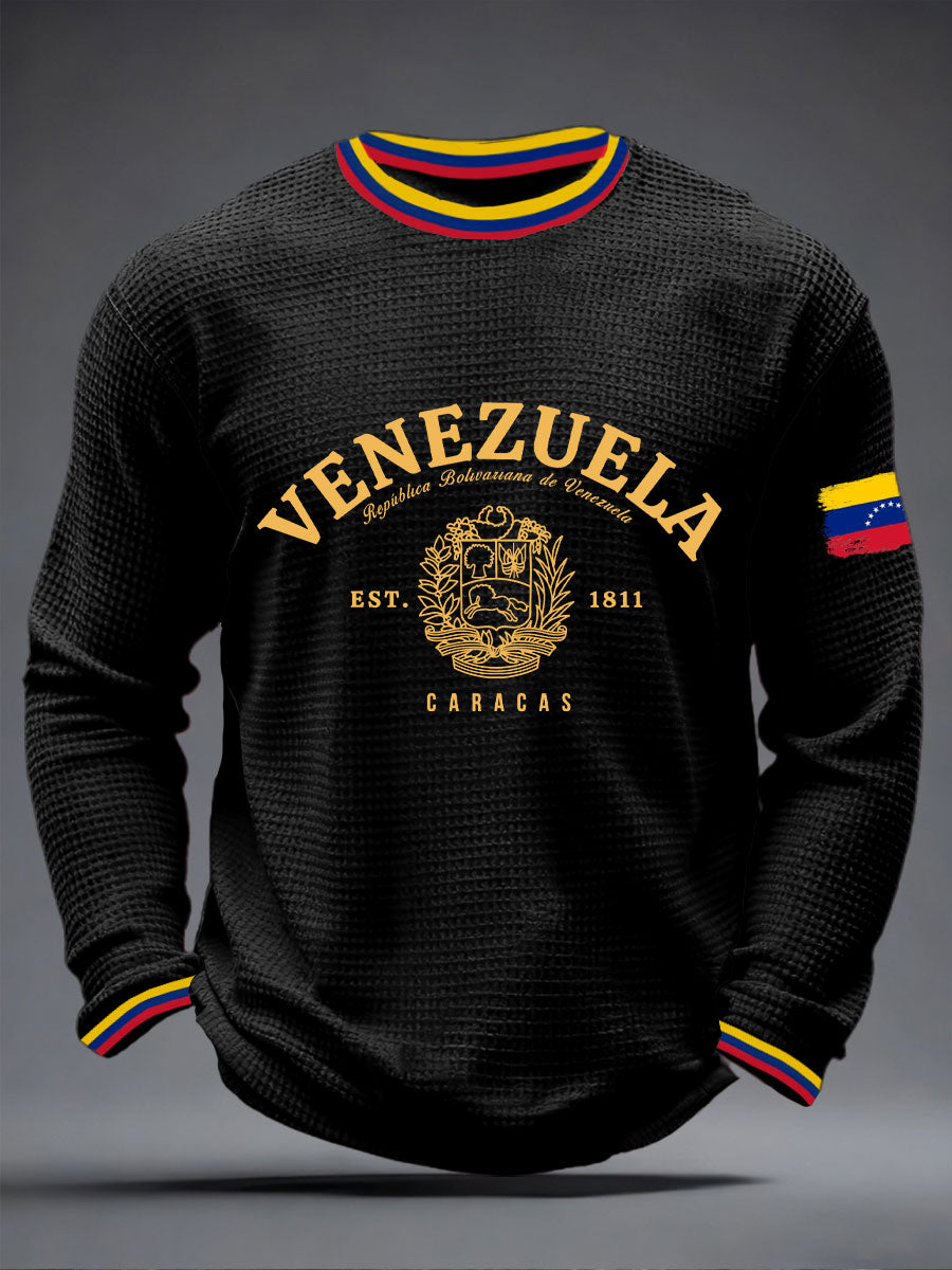 Men's Venezuelan Waffle Print Casual T-Shirt
