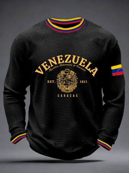 Men's Venezuelan Waffle Print Casual T-Shirt