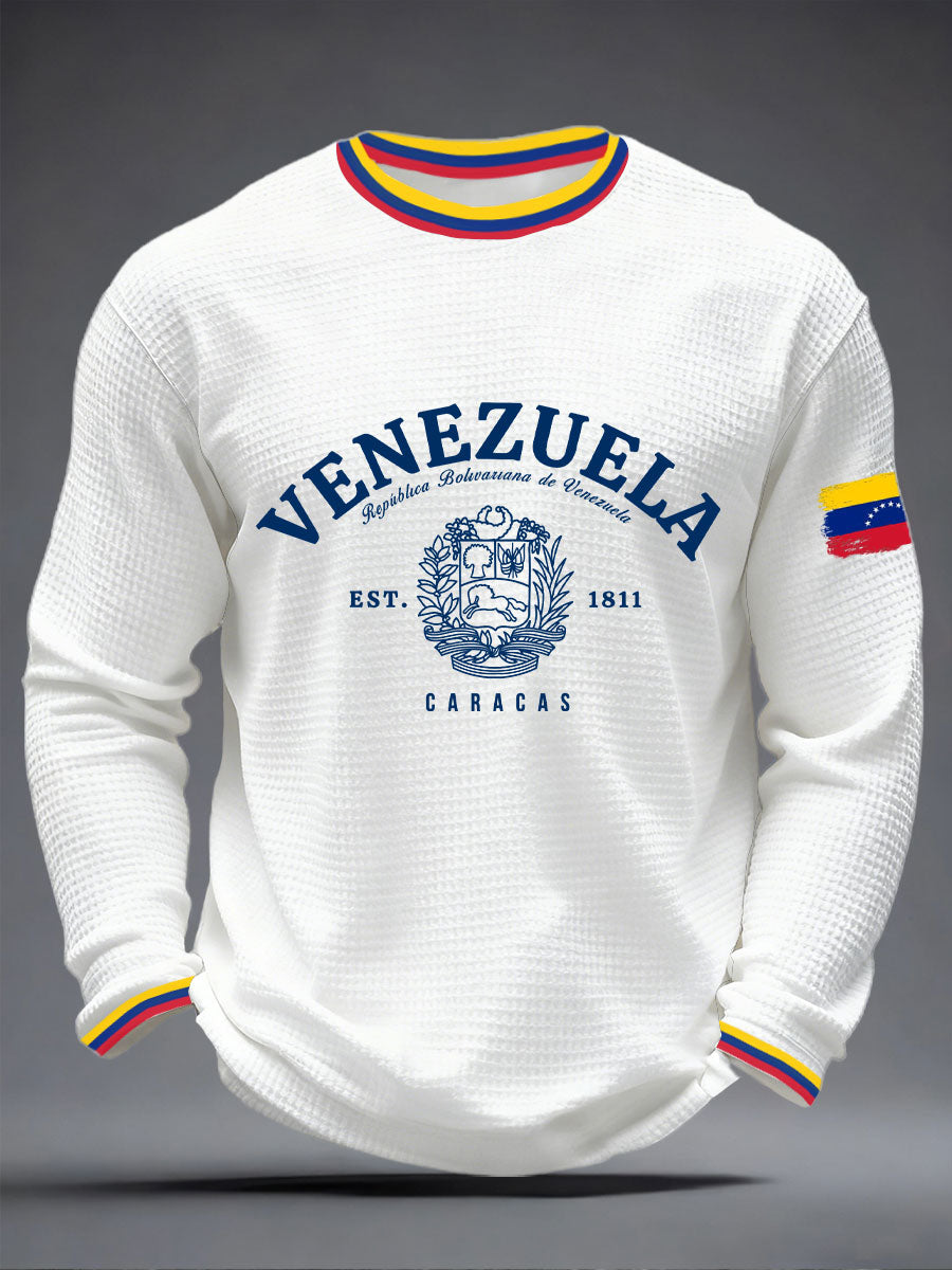 Men's Venezuelan Waffle Print Casual T-Shirt