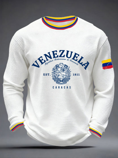 Men's Venezuelan Waffle Print Casual T-Shirt