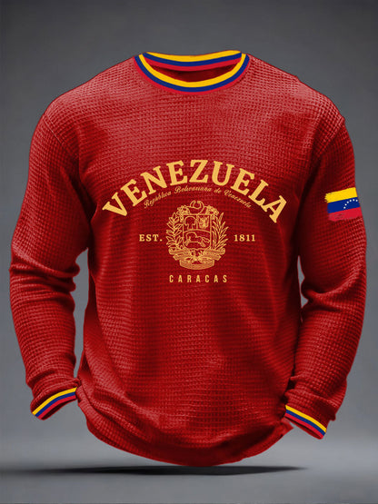 Men's Venezuelan Waffle Print Casual T-Shirt