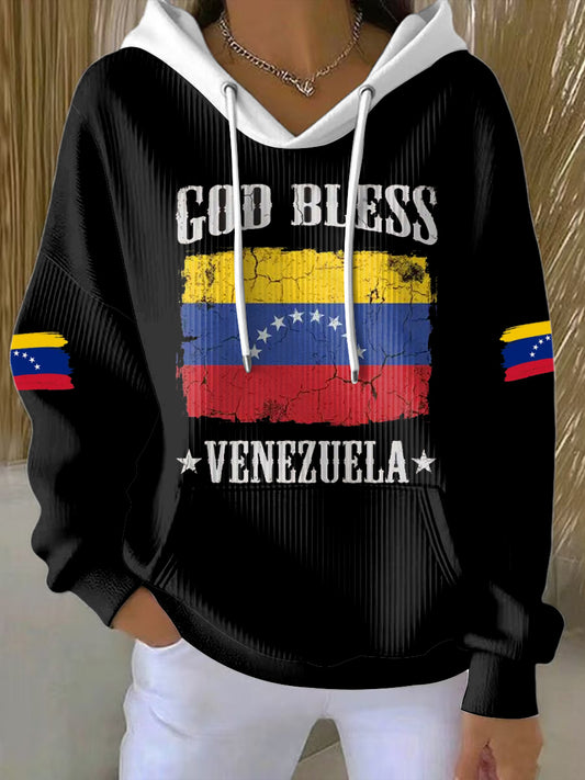 Women's Peace Venezuela Printed Round Neck Long Sleeved Hoodie