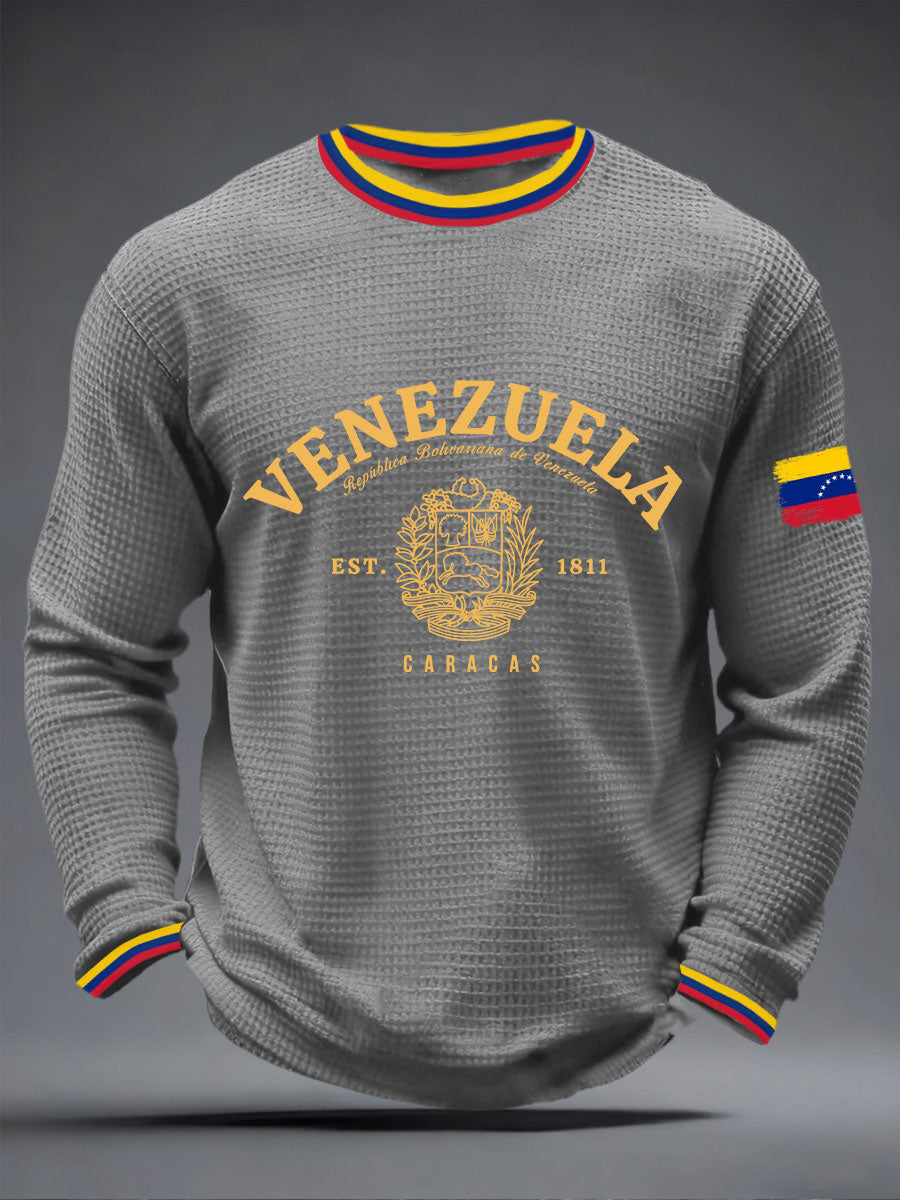 Men's Venezuelan Waffle Print Casual T-Shirt