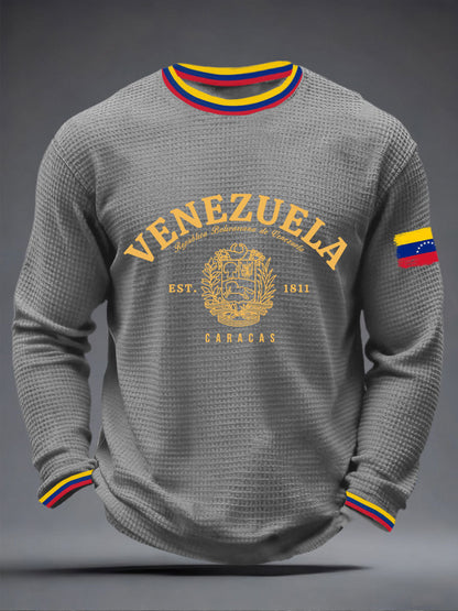 Men's Venezuelan Waffle Print Casual T-Shirt
