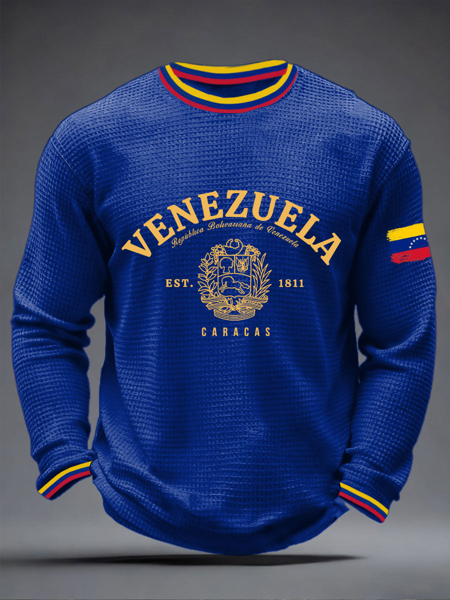 Men's Venezuelan Waffle Print Casual T-Shirt