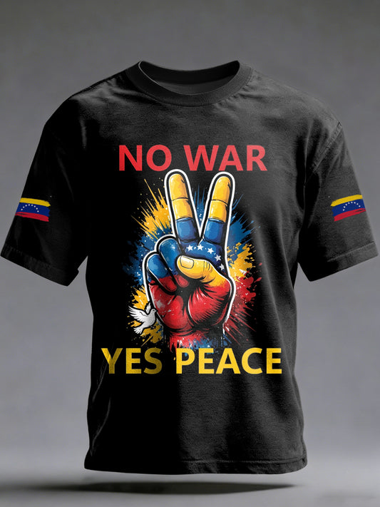 Men's Peace Venezuela Printed Vintage Fashion Loose Short Sleeve T-Shirt