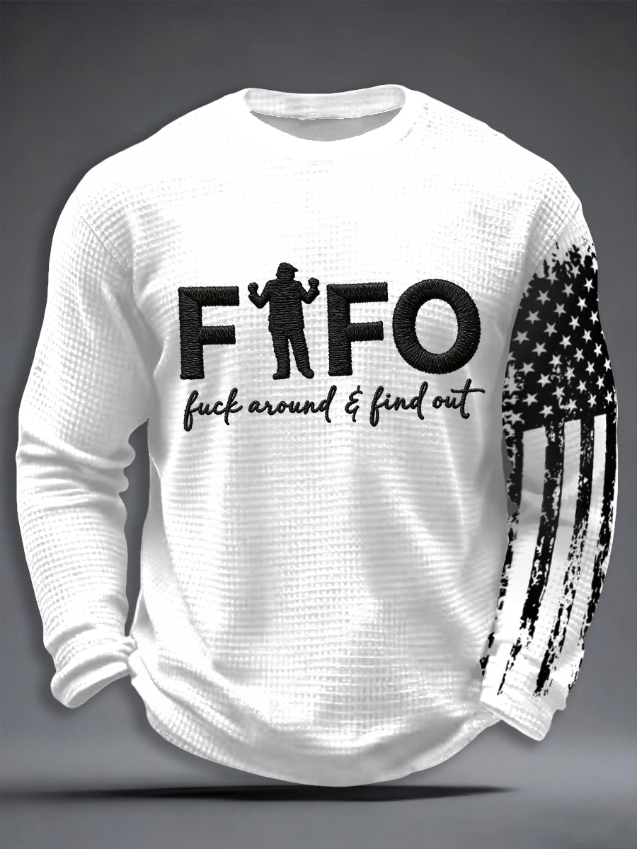 Men's Venezuela No Games FAFO Print Waffle Long Sleeve T-Shirt