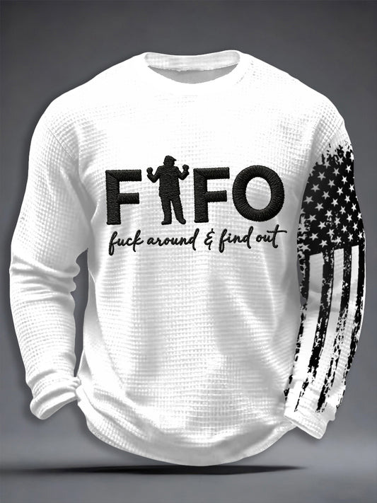 Men's Venezuela No Games FAFO Print Waffle Long Sleeve T-Shirt