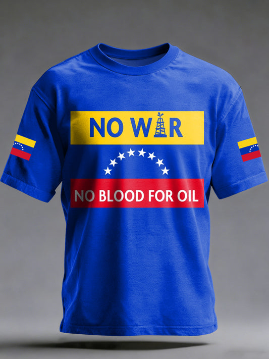 Men's Peace Venezuela Printed Vintage Fashion Loose Short Sleeve T-Shirt